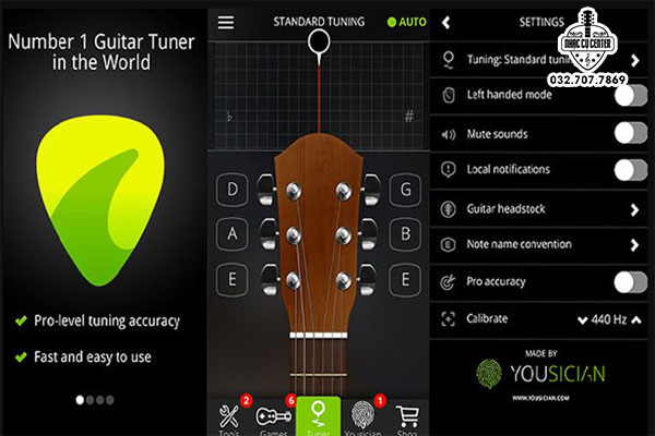 Sử dụng app GuitarTuna để điều chỉnh nốt nhạc