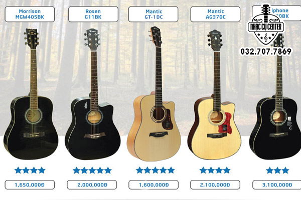 Giá của đàn Guitar Acoustic phụ thuộc vào nhiều yếu tố